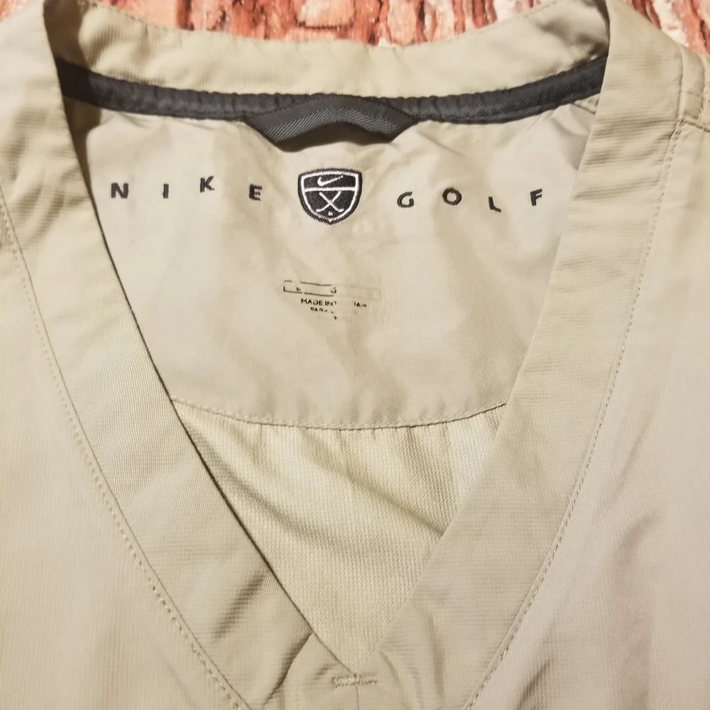 Nike Windbreaker Mens Size Large Tan Performance Golf Outdoor